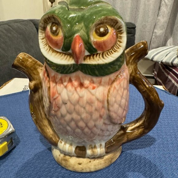 Vintage Rare Tony Wood Owl Nesting on a Branch Teapot - Picture 10 of 10